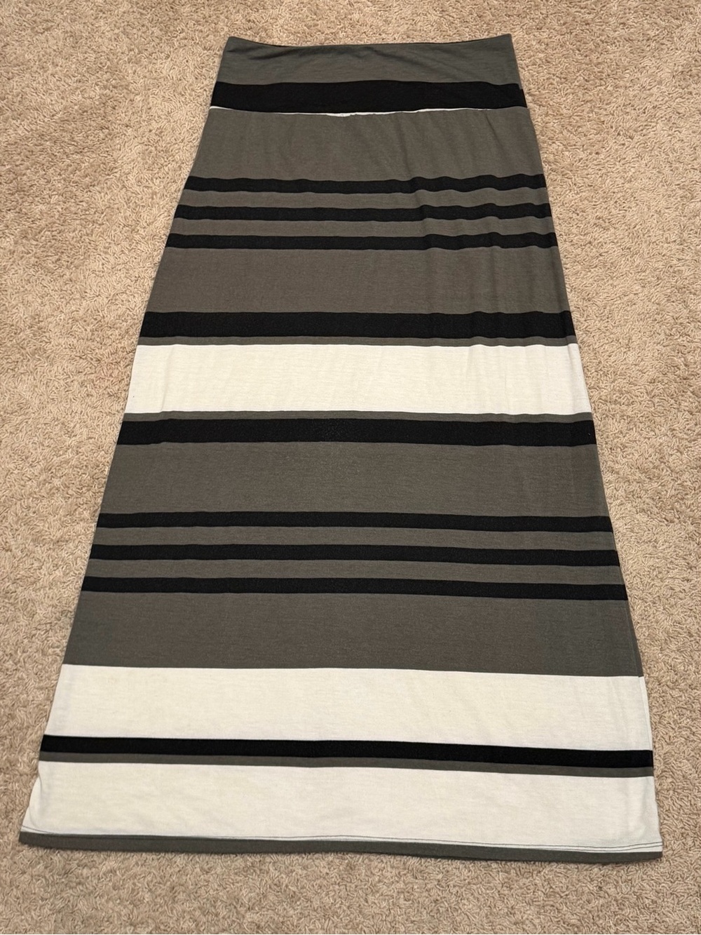 Mossimo Supply Co. Striped Maxi Skirt in Gray, White & Black
